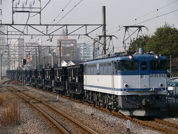 2006-01-30 ホキ10000（秩父セメント）を牽引し川崎新町駅を通過するEF65 1043